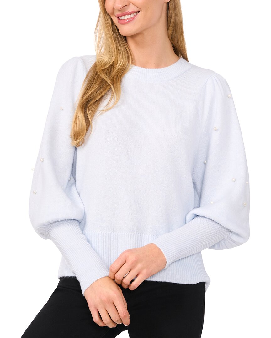 Cece Faux Pearl Juliet Sleeve Sweater