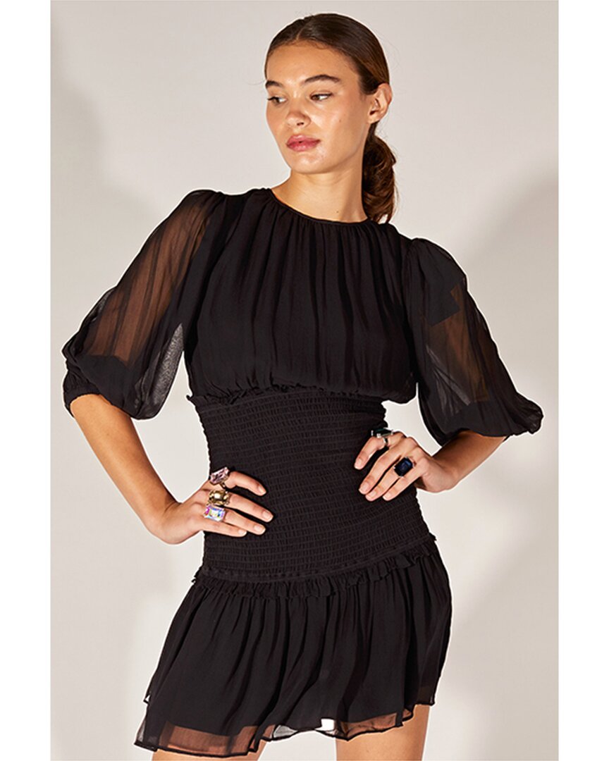 Shop Cynthia Rowley Sailor Silk Dress In Black