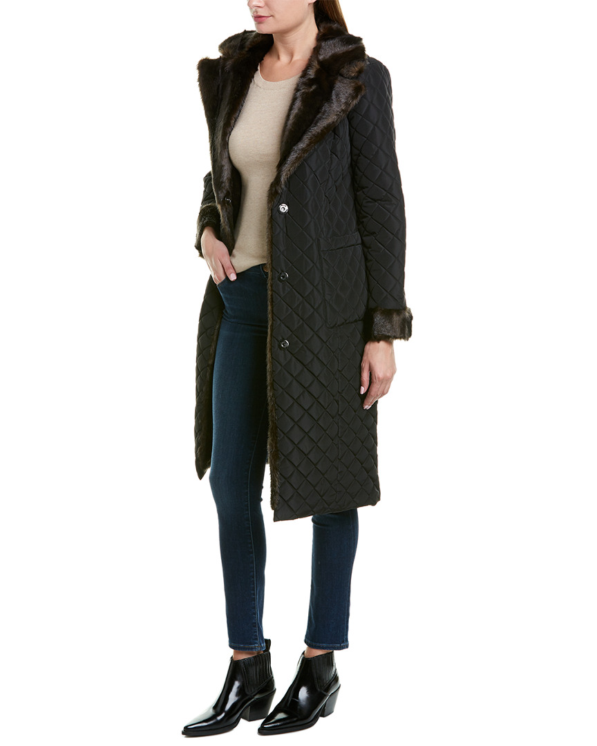 Badgley Mischka Quilted Coat Women's Black S | eBay