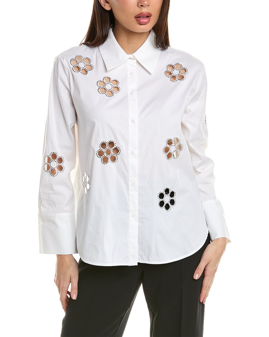 Shop Alice And Olivia Alice + Olivia Embroidered Shirt In White