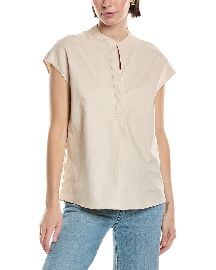 Vince Band Collar Linen-blend Popover