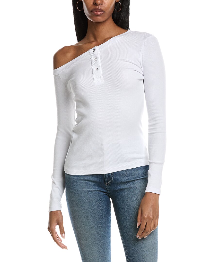 Shop Stateside 2x1 Rib Off-shoulder Top In White