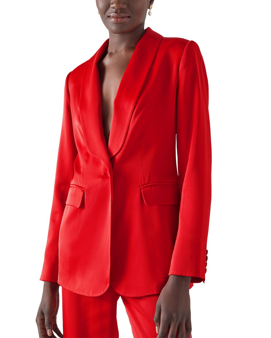 Lk Bennett Seydoux Shawl-collar Single-button Jacket In Red