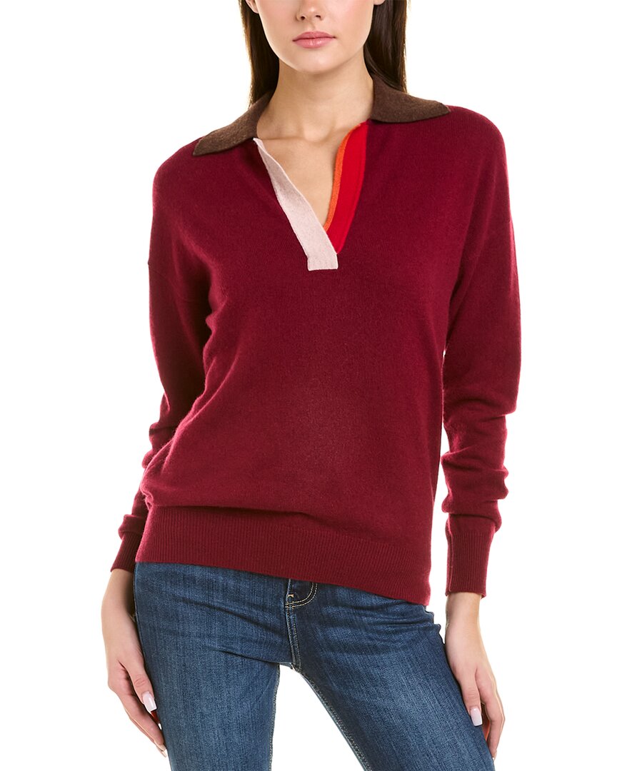 Incashmere Colorblocked 100% Cashmere Polo Shirt In Red
