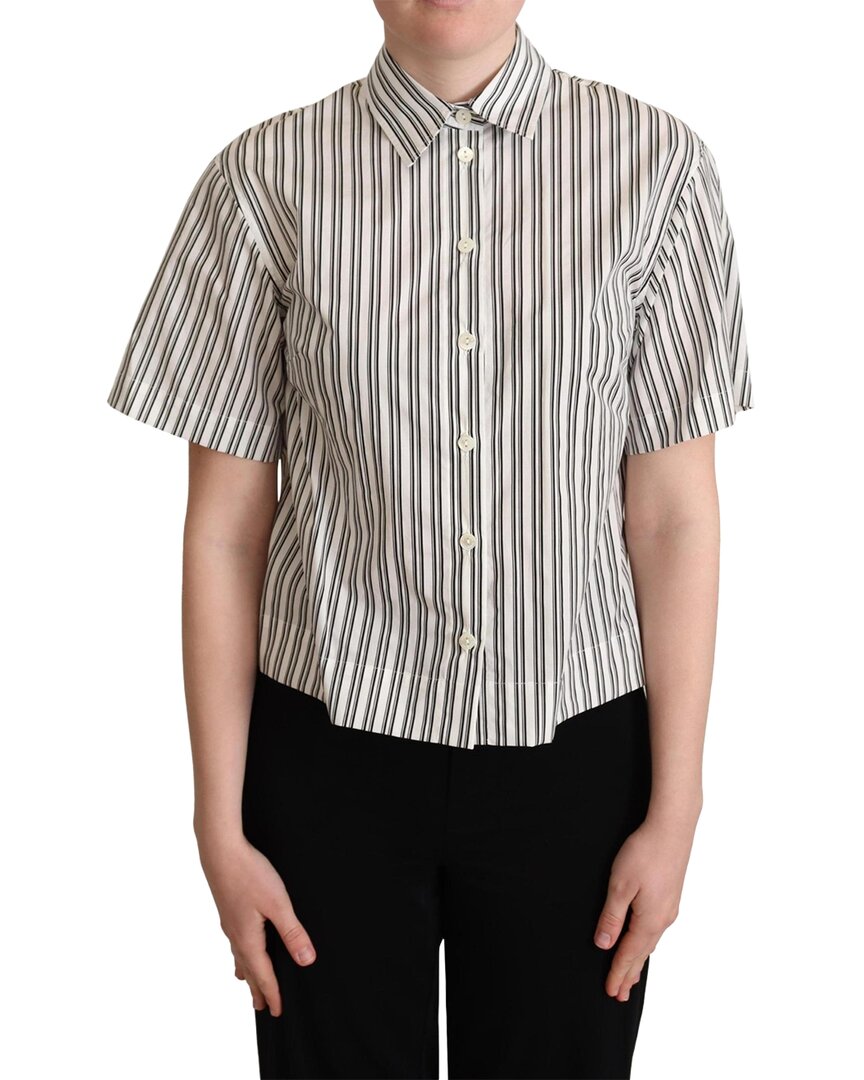 Shop Dolce & Gabbana White Black Striped Shirt Blouse W