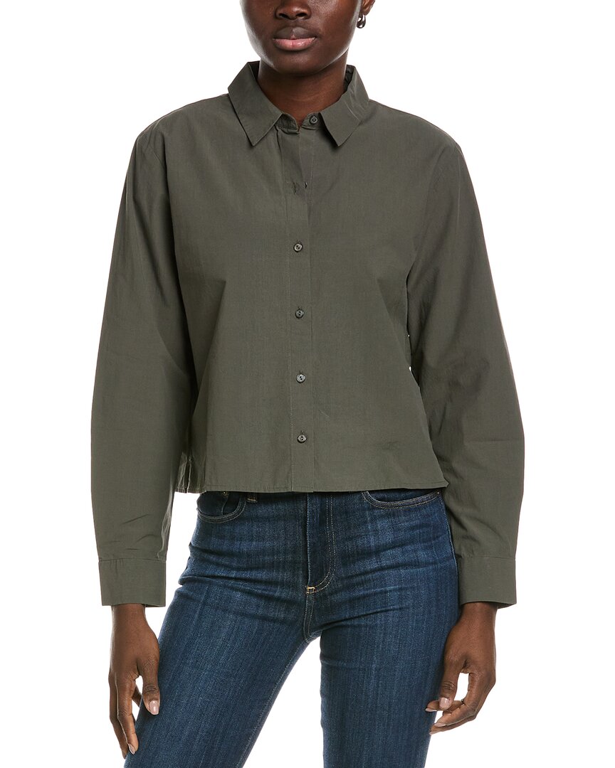 Eileen Fisher Classic Collar Shirt In Grey