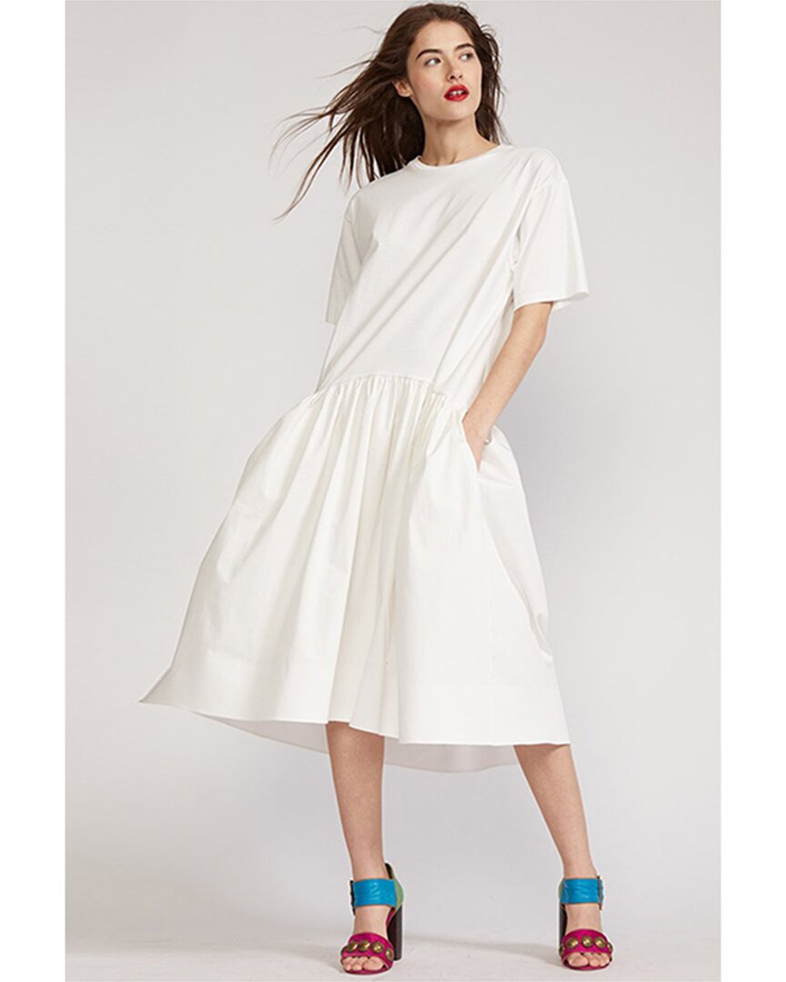 Cynthia Rowley Jersey Combo T-shirt Dress In White