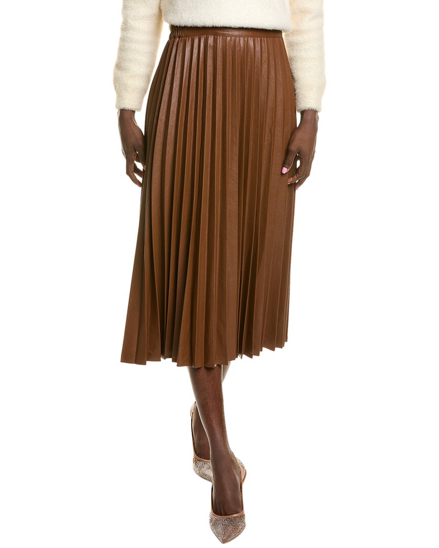 Gracia Faux Leather Pleated Midi Skirt