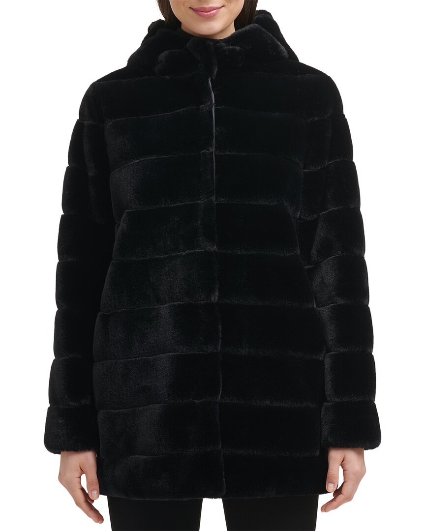 Kenneth Cole Fuzzy Coat In Black