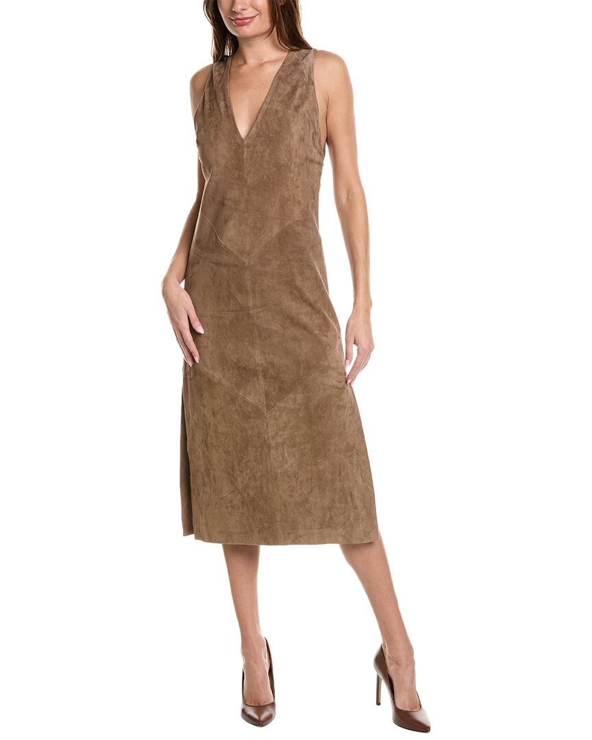 Brunello Cucinelli Leather Dress In Brown