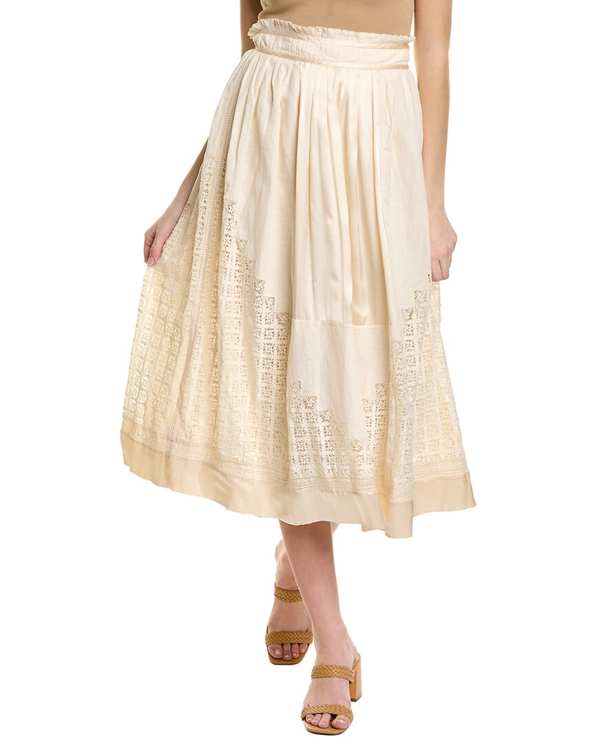 Ulla Johnson Diana Tiered Cotton And Silk-blend Midi Skirt In White