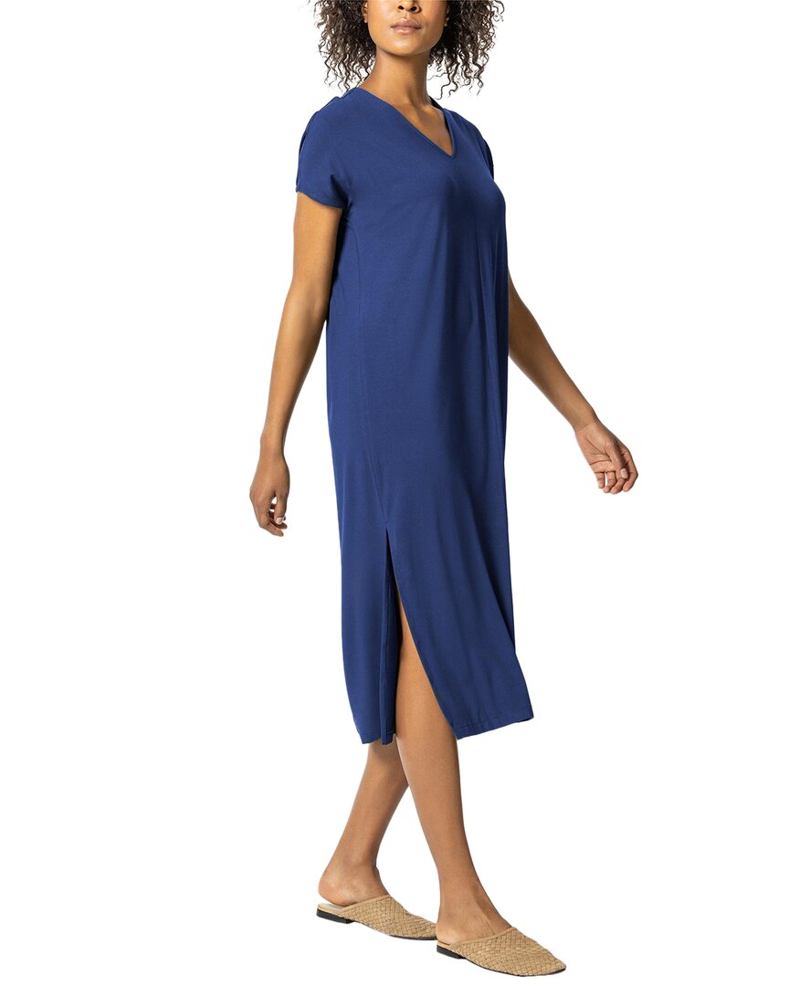 Shop Lilla P Double V-neck Maxi Dress In Blue