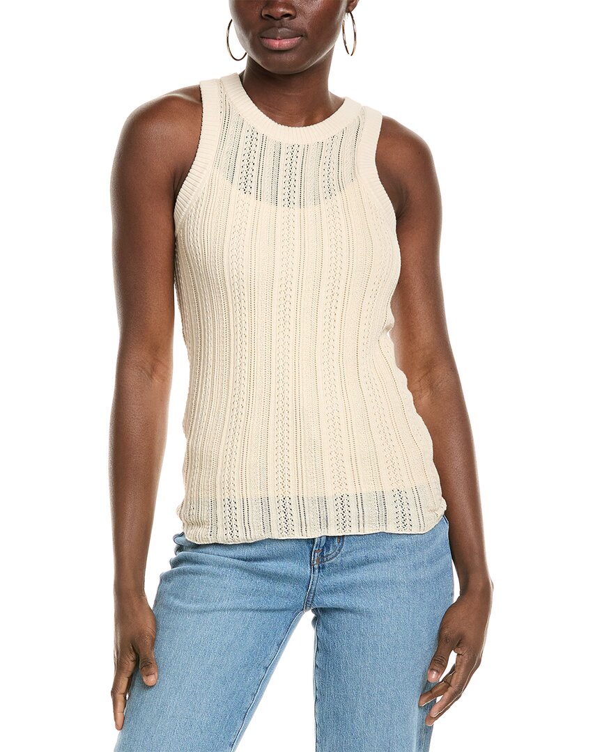 7 For All Mankind Mixed Stitch Sweater Tank In White