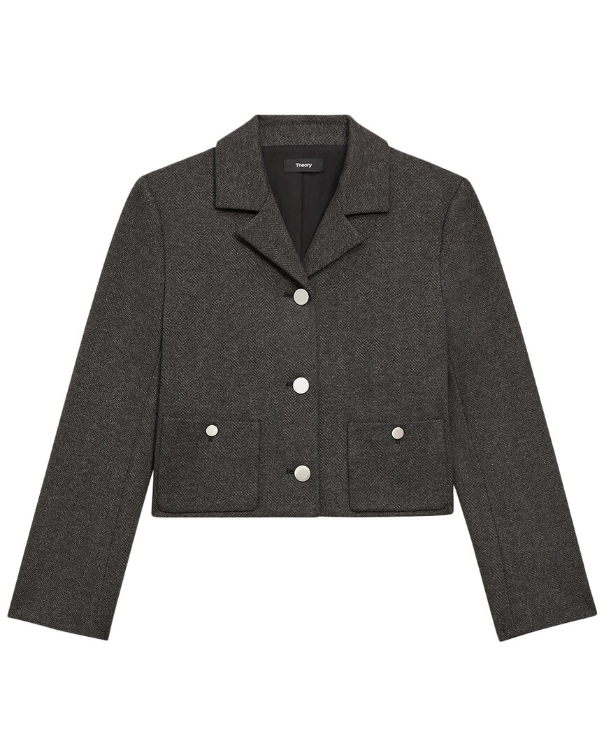 Theory Check Recycled Wool Blend Crop Jacket