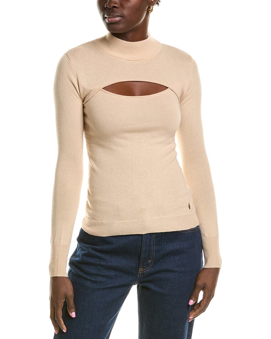 Milly Cutout Wool & Cashmere-blend Turtleneck Sweater In Brown