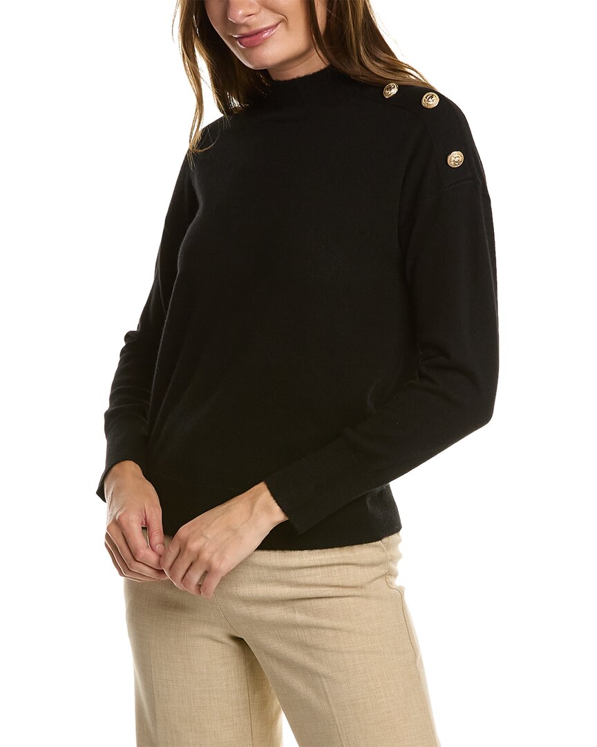 Bruno Magli Button Shoulder Cashmere Sweater In Black ModeSens