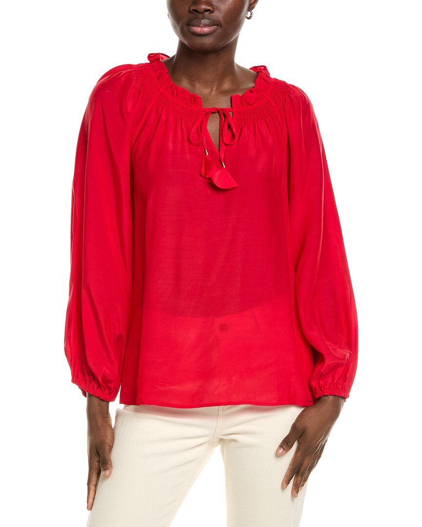 Tommy Bahama Silky Seas Smocked Peasant Top In Red