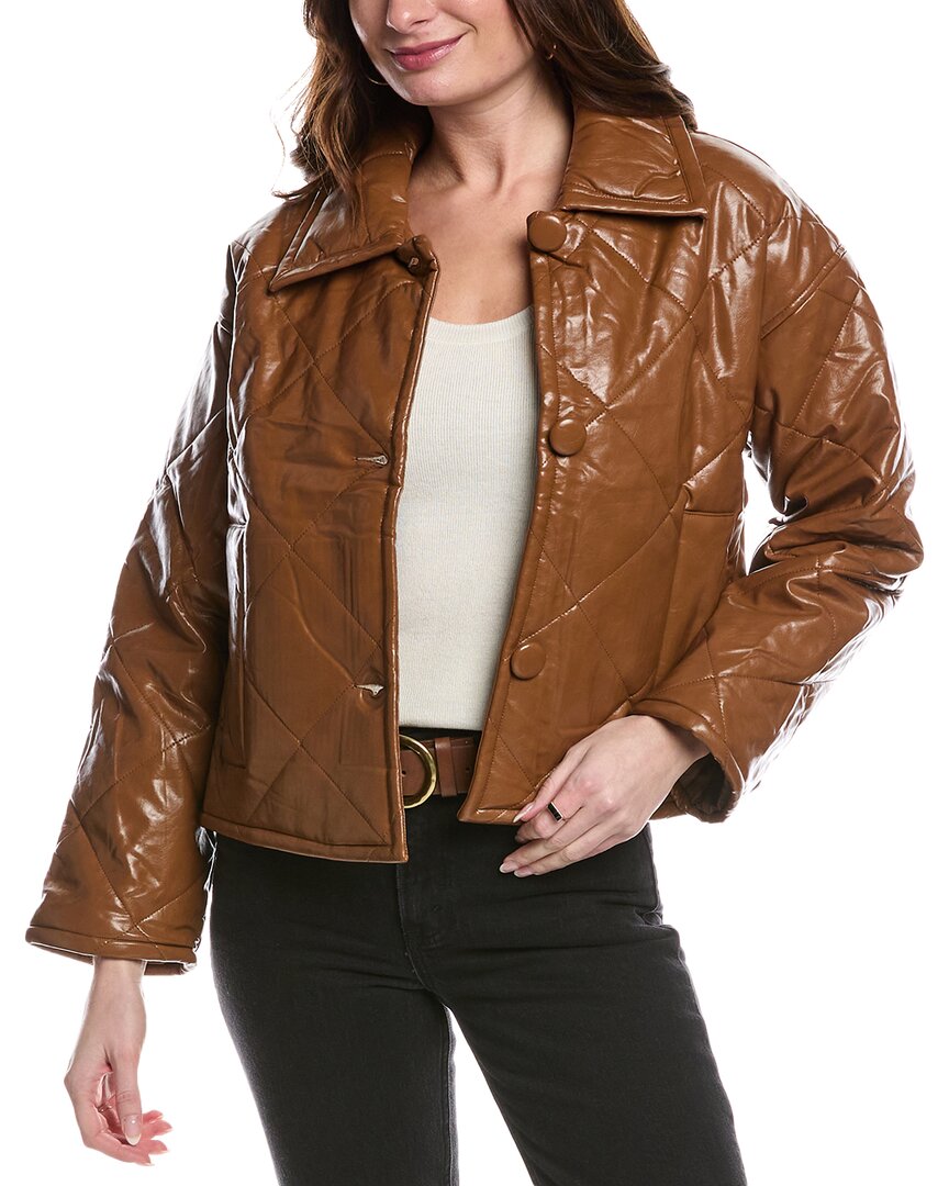 Moon River Quilted Jacket In Brown