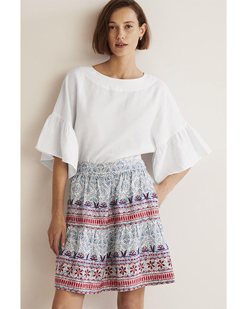 Shop Boden Frilly Full Sleeve Linen Top In White
