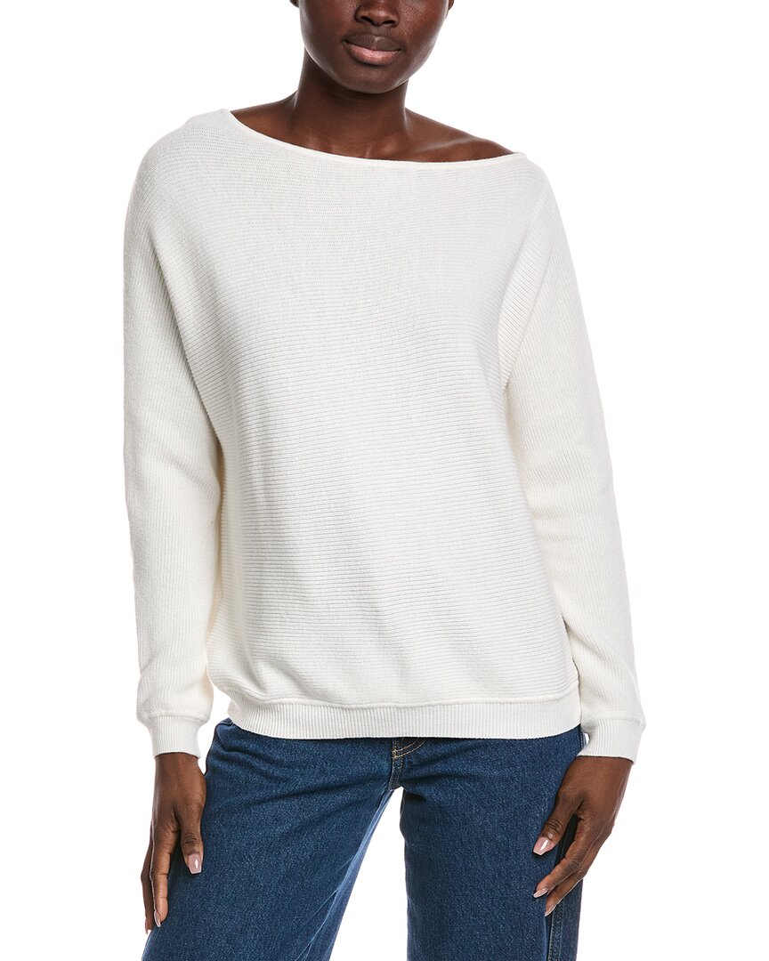 Minnie Rose Off-the-shoulder Shaker Cashmere-blend Sweater In White
