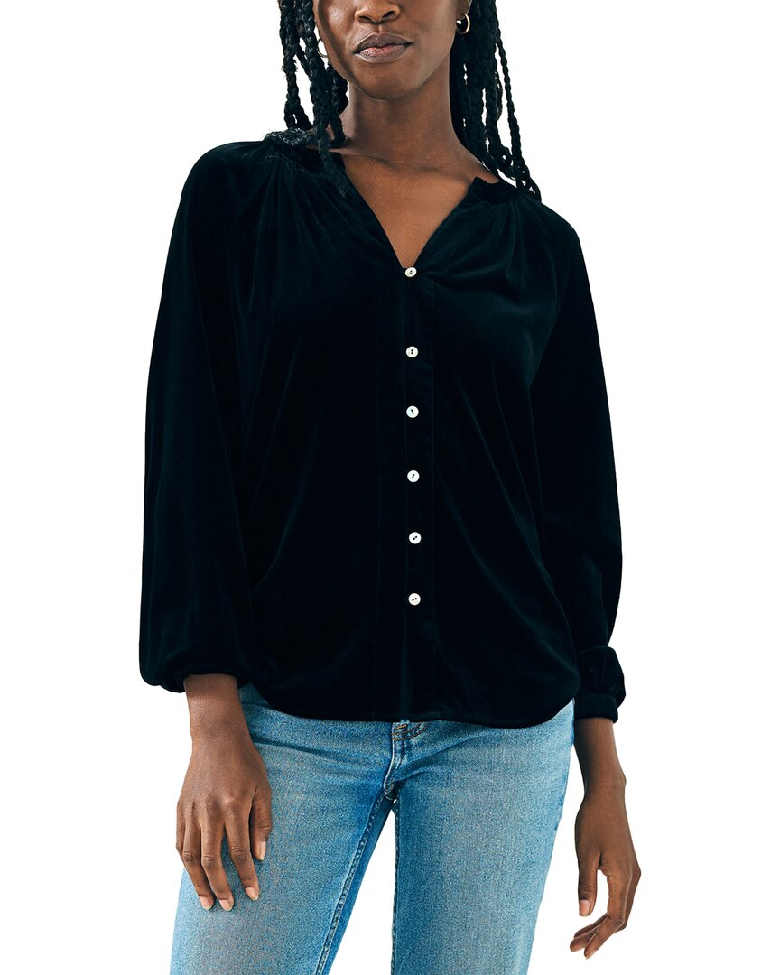 Faherty Stretch Silk Velvet Naomi Top