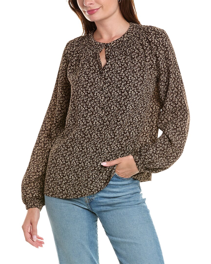 Brooks Brothers Peasant Blouse In Brown