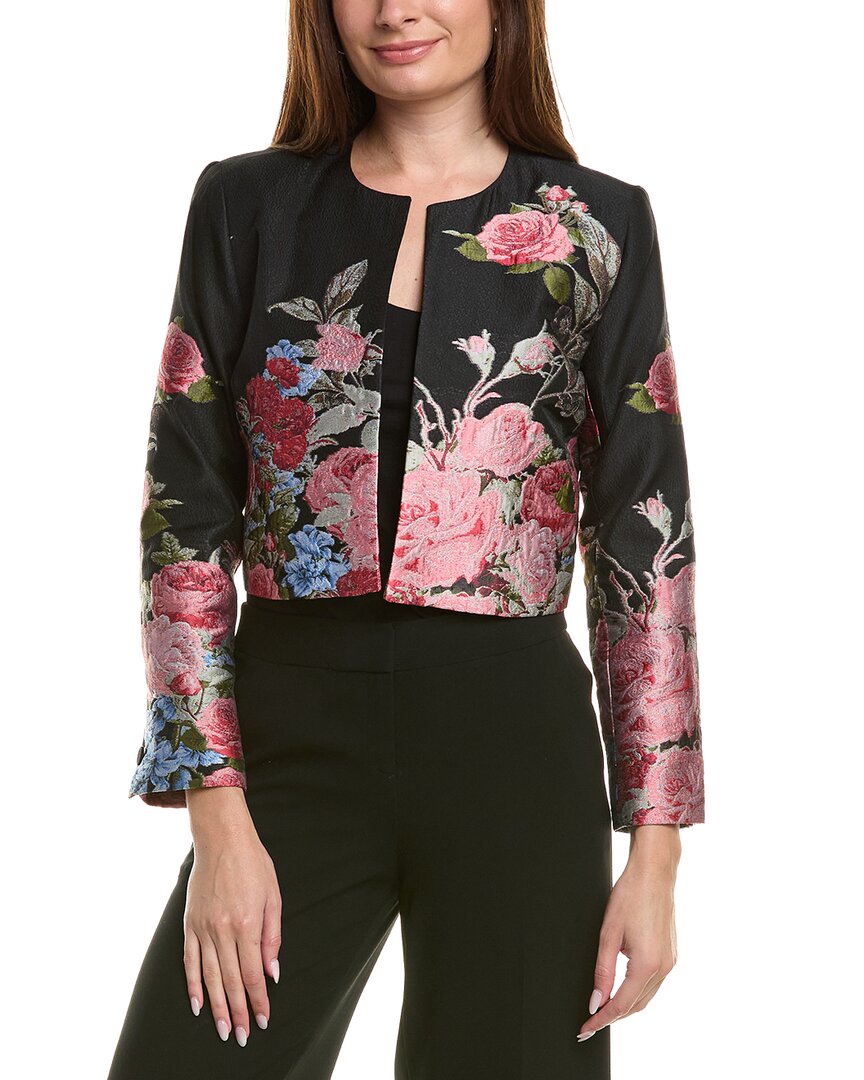 Ted Baker Floral Jacquard Crop Jacket In Black