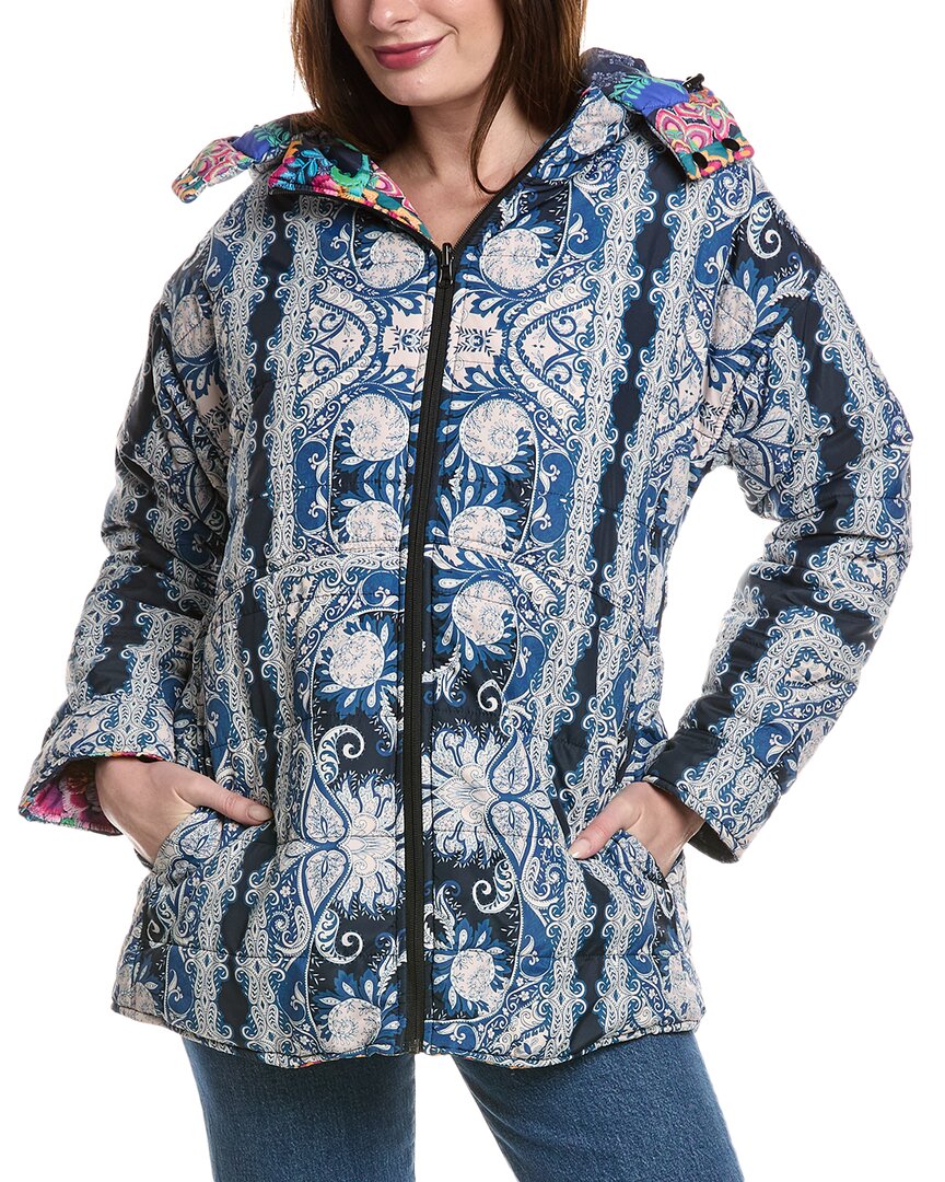 Johnny Was Mauri Reversible Puffer Coat In Blue