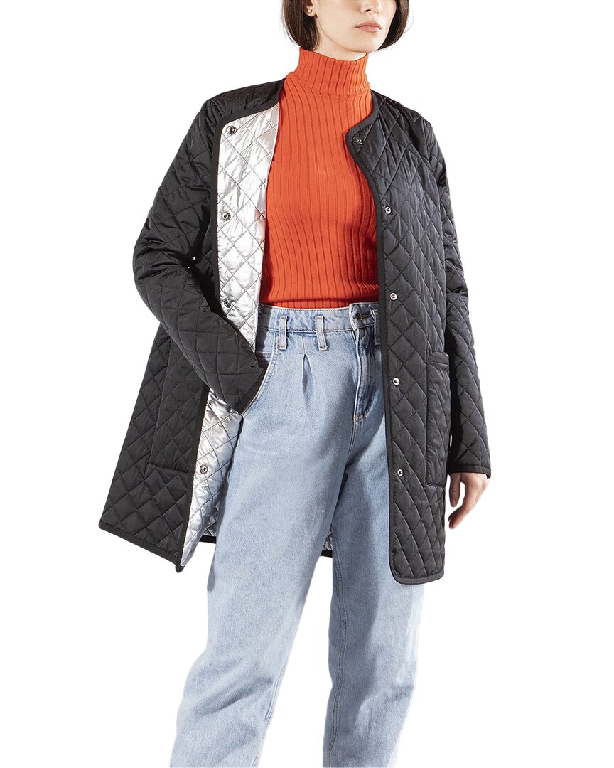 Jane Post Long Reversible Collarless Quilted Coat