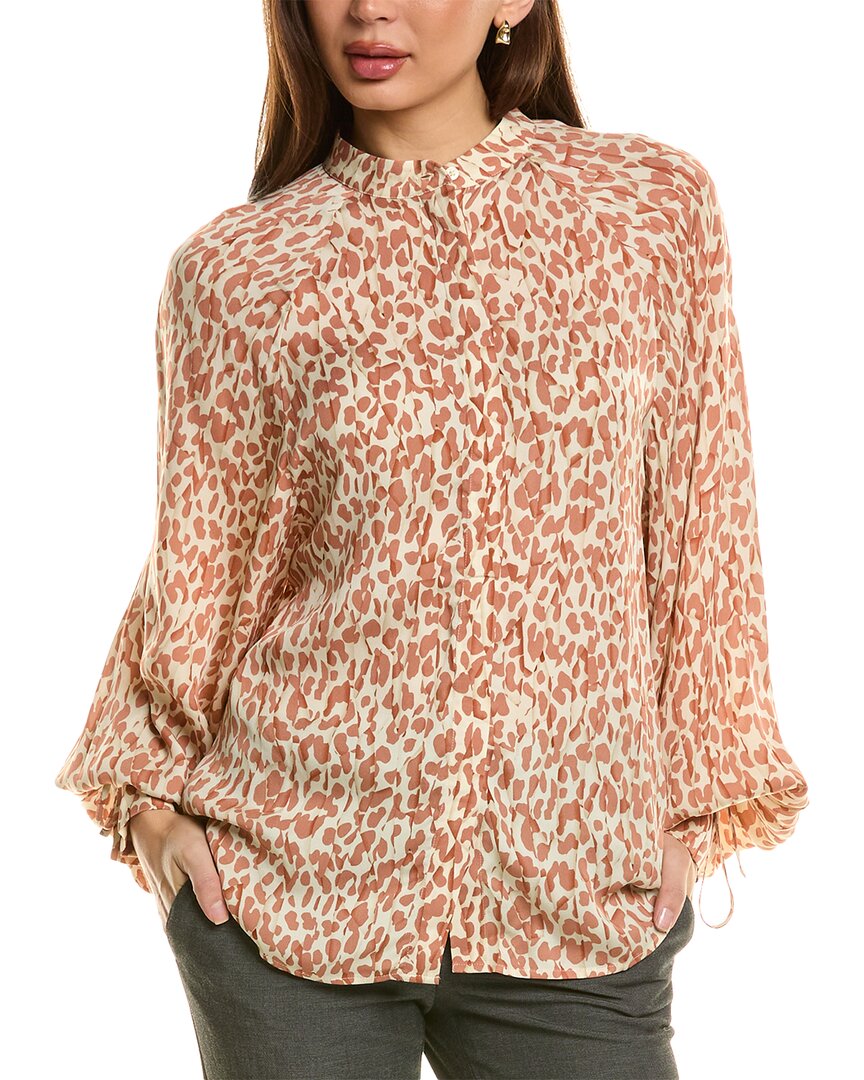 Reiss Calla Blouse In Brown