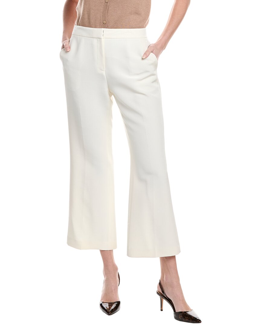 Lafayette 148 New York Gates Wool & Silk-blend Flared Ankle Pant In White