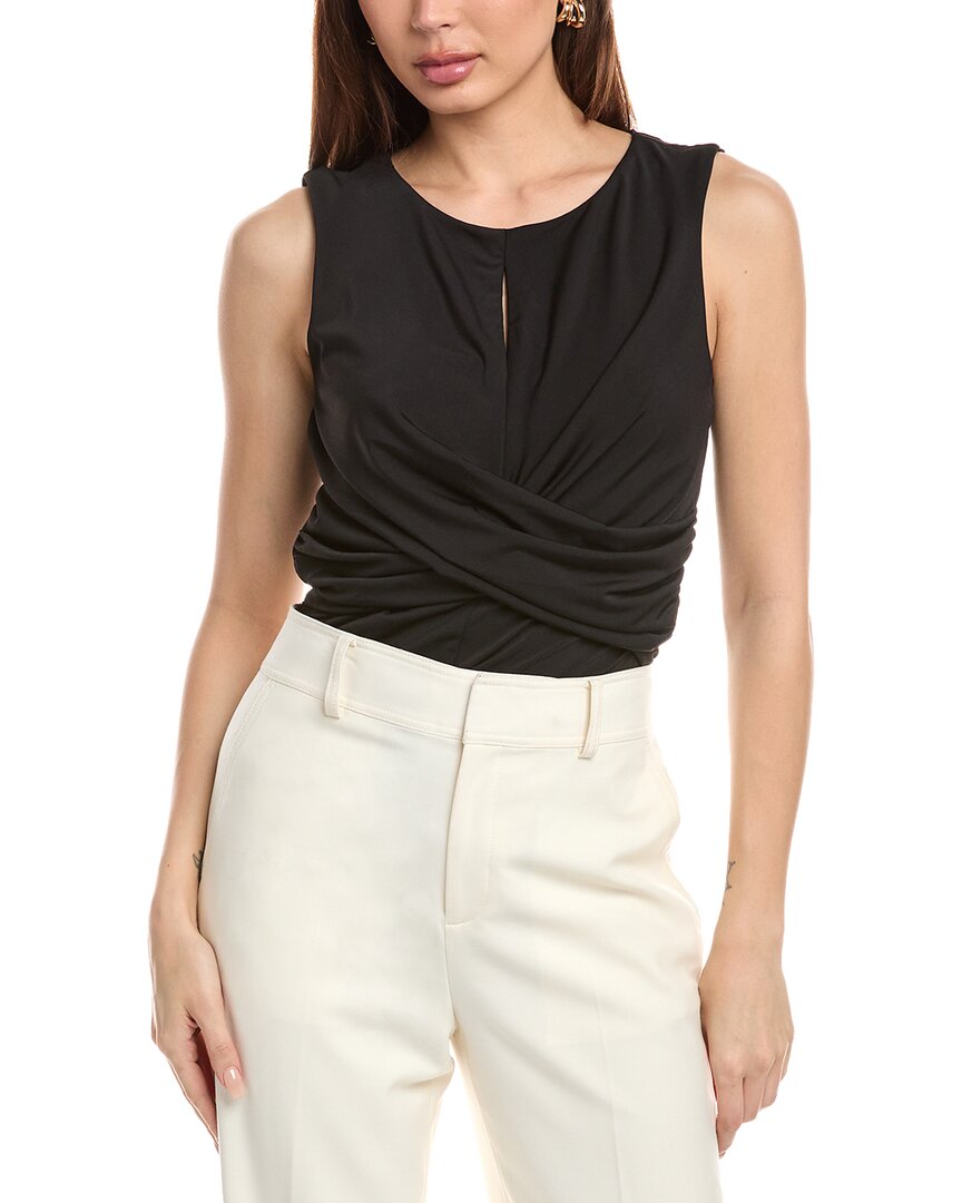 T Tahari Crisscross Wrap Top In Black