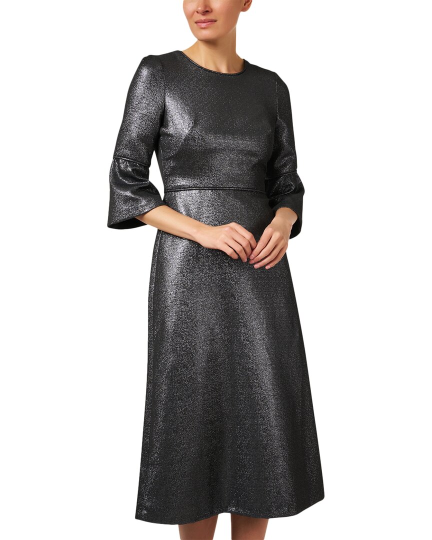 JANE JANE RENATA METALLIC WOOL, SILK & CASHMERE-BLEND MIDI DRESS