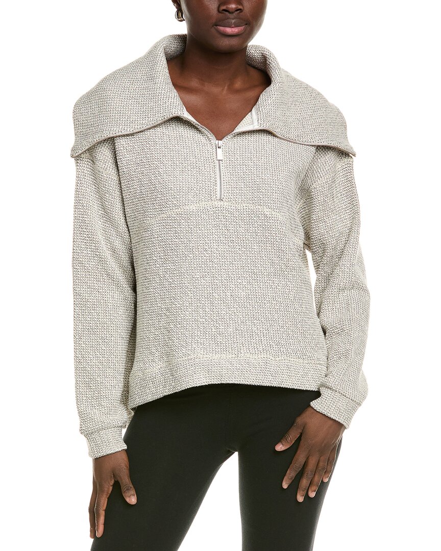Sweaty Betty Restful Boucle 1/2-zip Sweatshirt In White