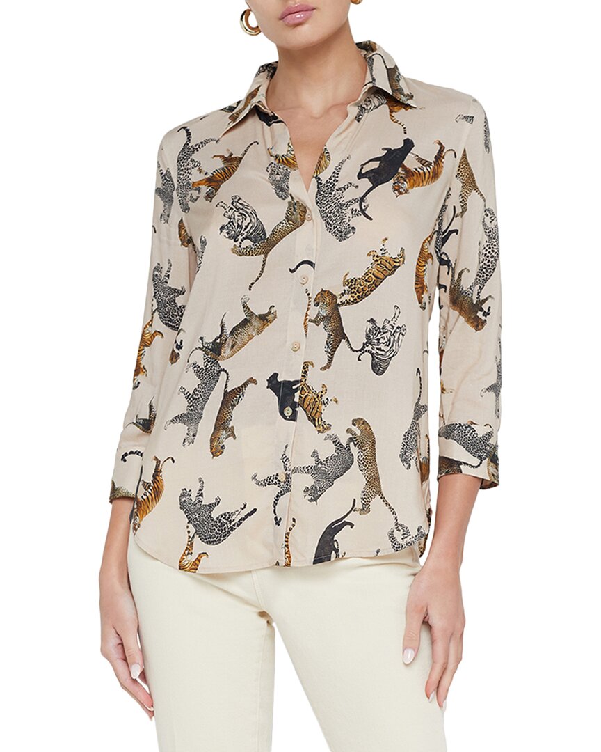 L Agence L'agence Camille 3/4-sleeve Blouse In Brown