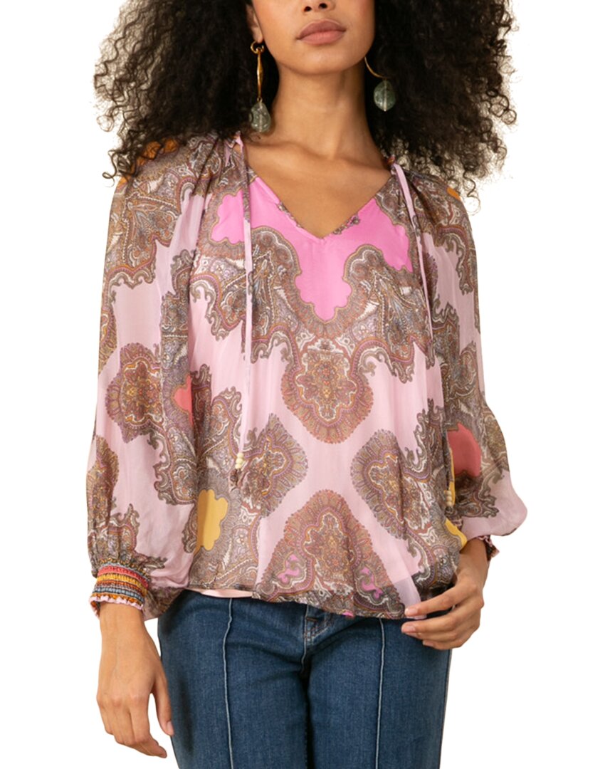 Hale Bob Willa Silk-blend Blouse In Pink