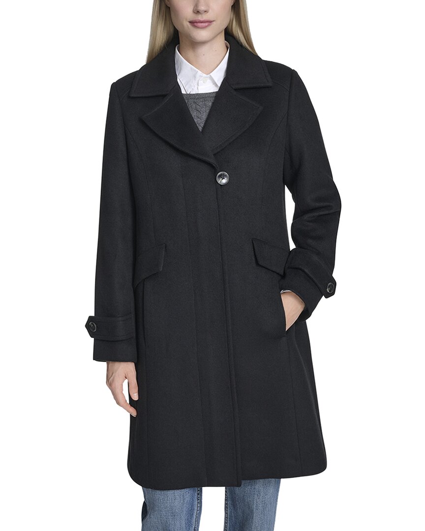Cole Haan Wool-blend Coat In Black
