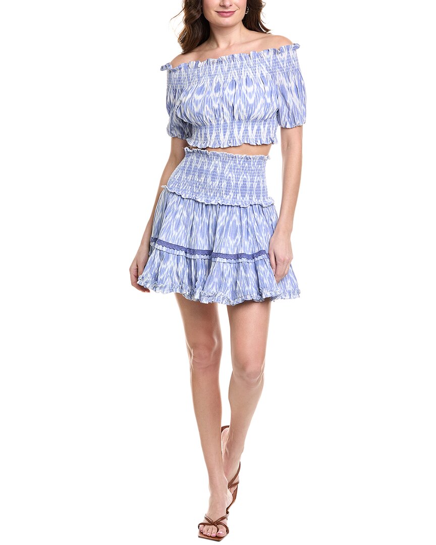 Mer St. Barth Crop Top T-shirt & Mini Skirt In Blue