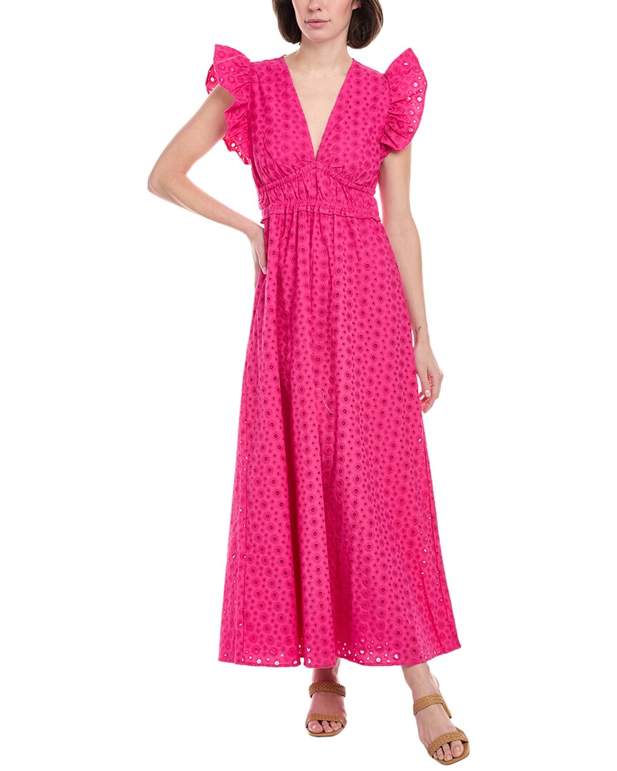 Sail To Sable V-neck Flutter Sleeve Maxi Dress In Pink