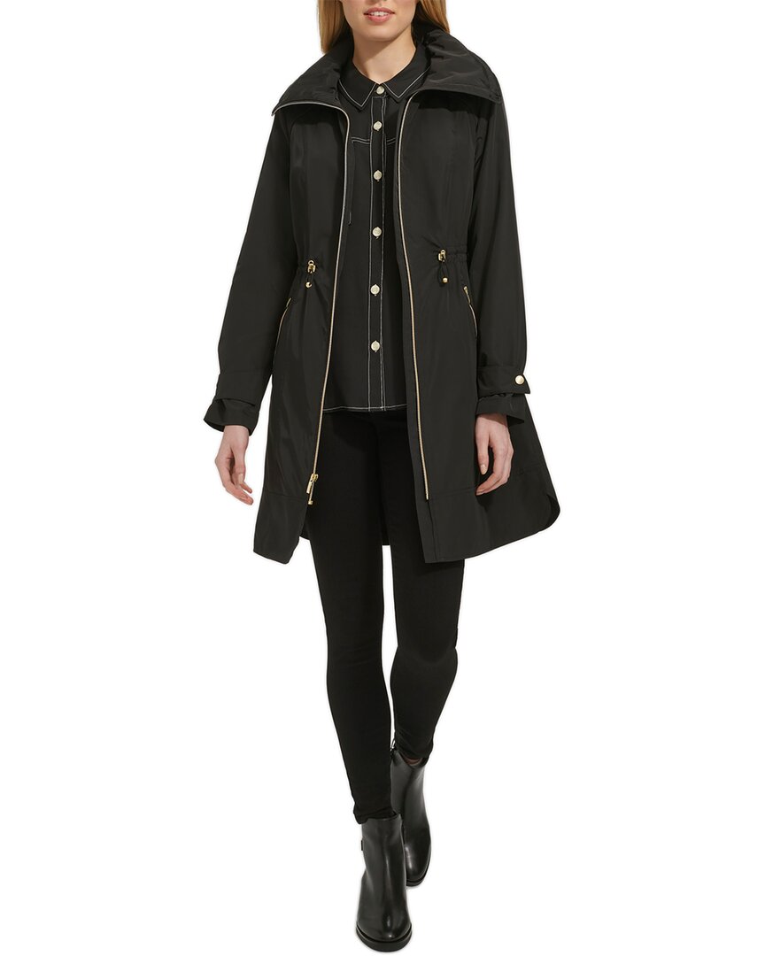 Cole Haan Travel Packable Hooded Rain Jacket In Black