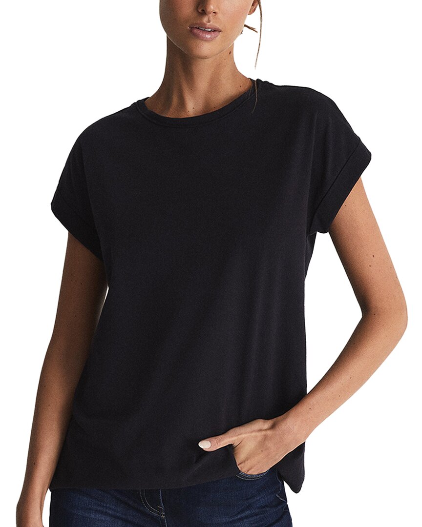 Reiss Tereza Cotton-jersey Crew Neck T-shirt In Blue