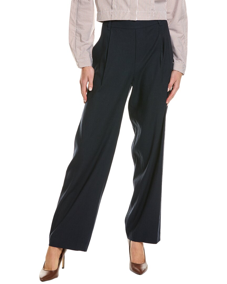 Shop Vince Straight Leg Pull-on Linen-blend Pant