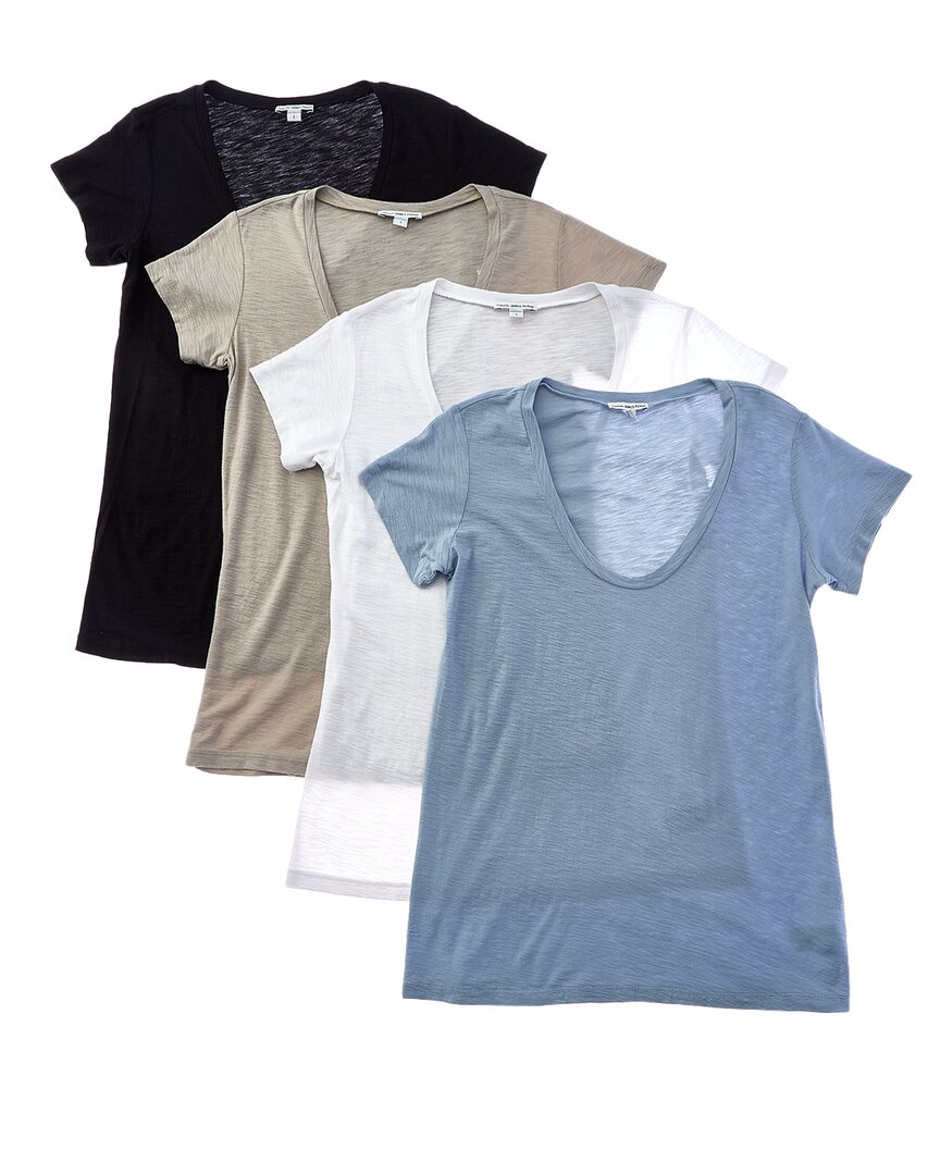 JAMES PERSE JAMES PERSE SET OF 4 SHEER SLUB V-NECK T-SHIRT