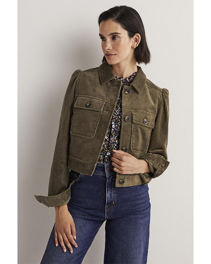 Shop Boden Cropped Cord Jacket In Green