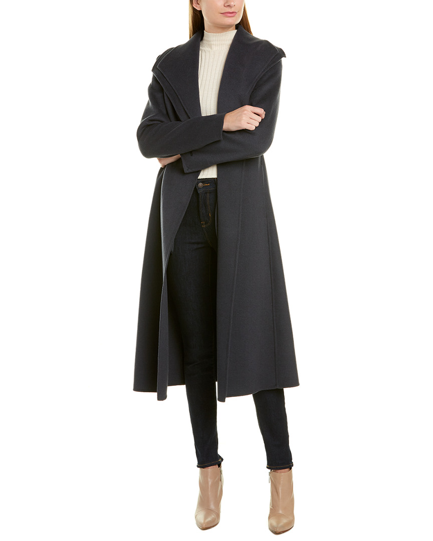Tahari Belted Long Wool-Blend Wrap Coat Women's Grey Xl | eBay