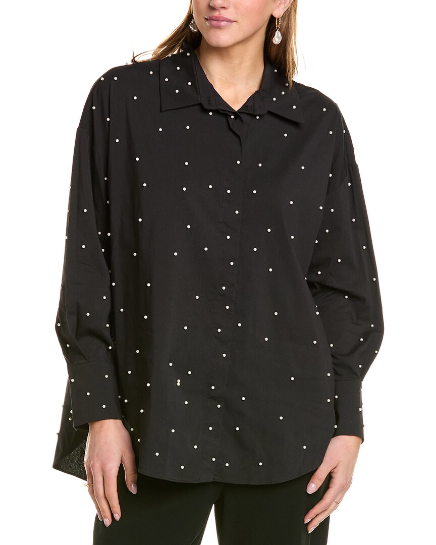 Theo The Label Echo Pearly Shirt In Black