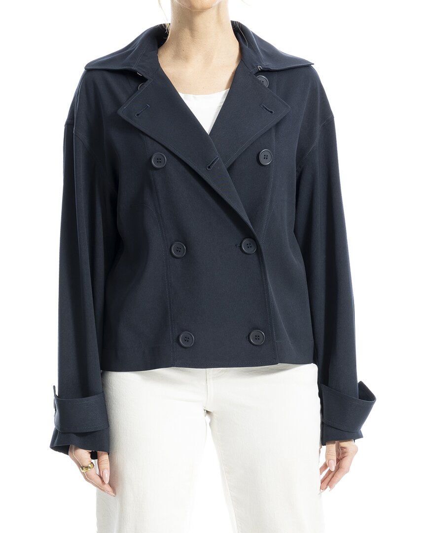 Max Studio Double Breasted Short Jacket In Blue