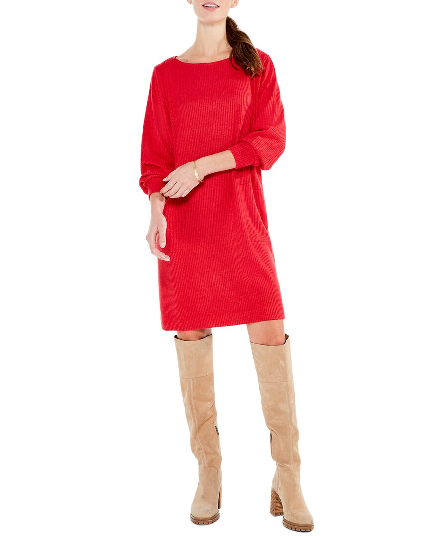 Shop Nic + Zoe Nic+zoe Cozy Rib Mini Dress In Red