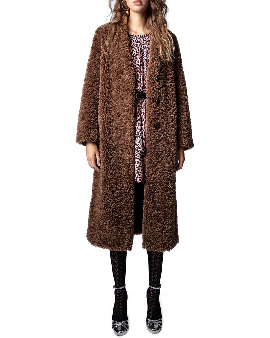 Zadig & Voltaire Milan Soft Curly Manteau Coat In Red