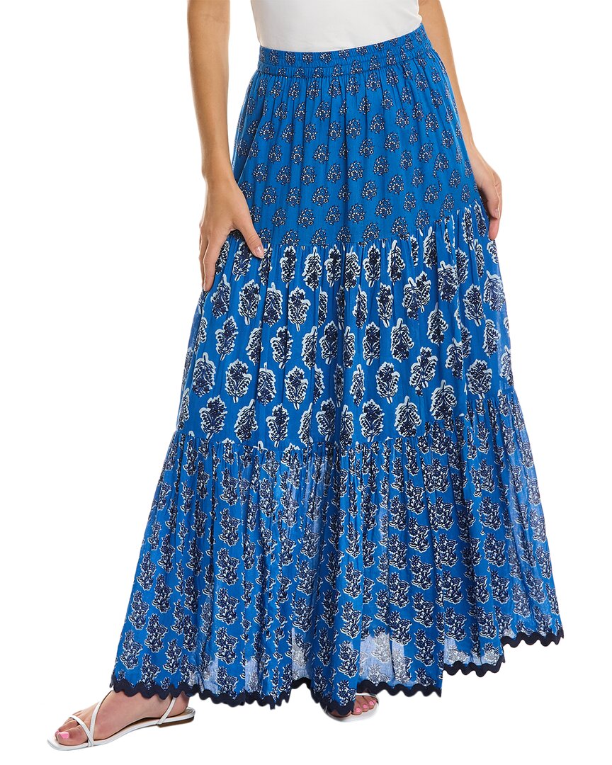 Ro's Garden Frilly Midi Skirt In Blue